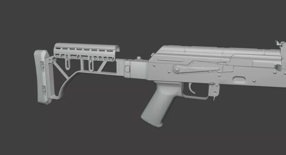 Tactical buttstock Skeleton Low-poly 3D model_2