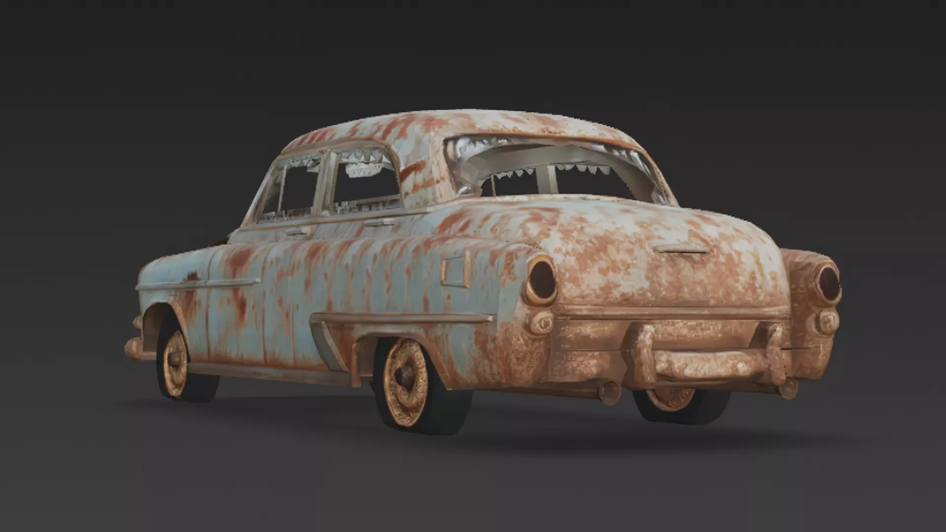 Abandoned Rusty Car 3D Model PBR Low-poly 3D model_4