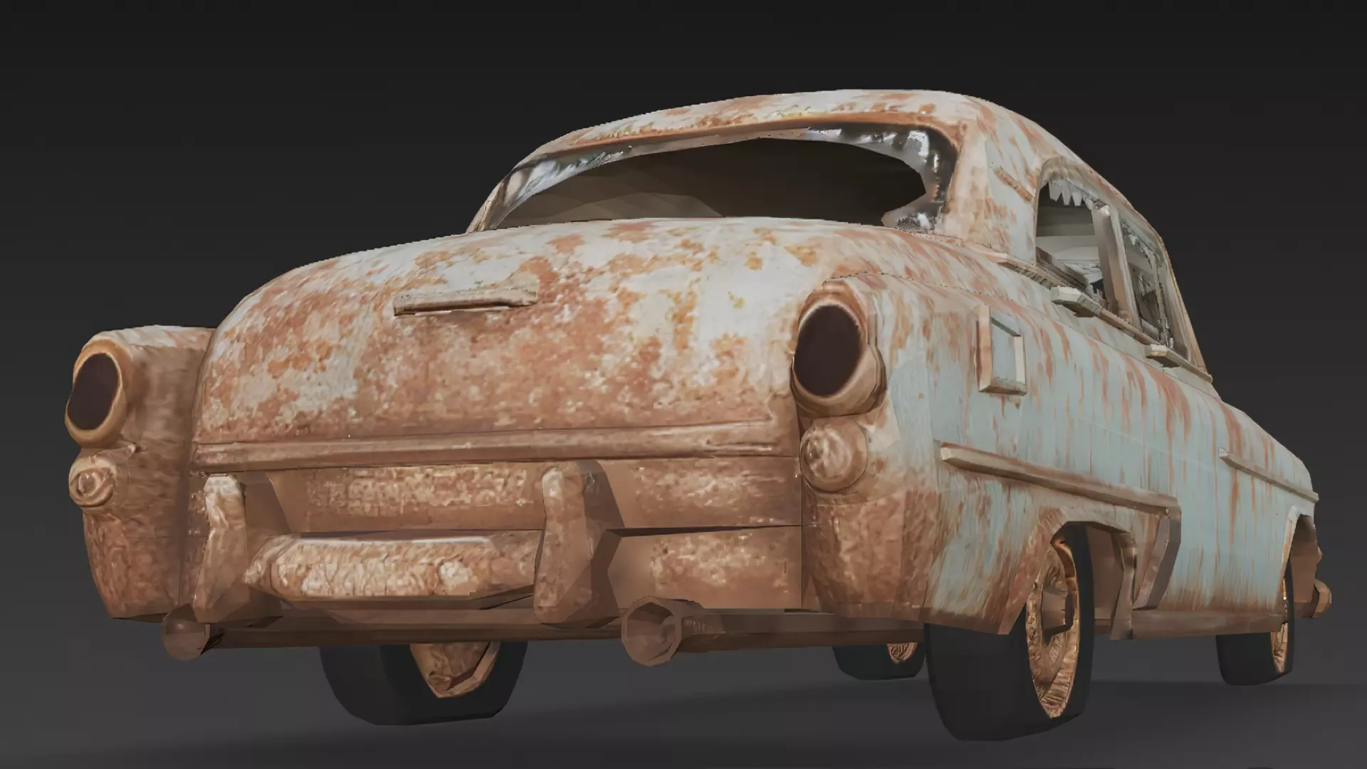 Abandoned Rusty Car 3D Model PBR Low-poly 3D model_8