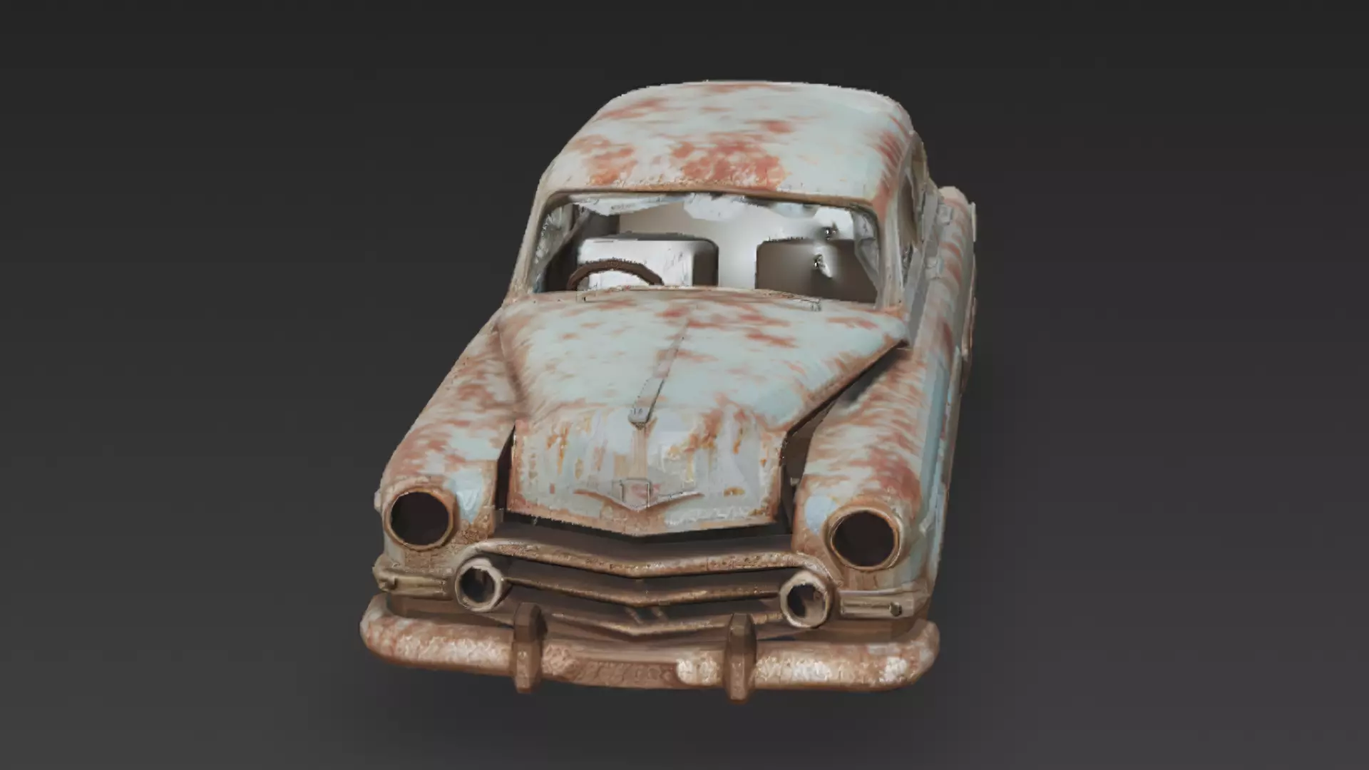 Abandoned Rusty Car 3D Model PBR Low-poly 3D model_1
