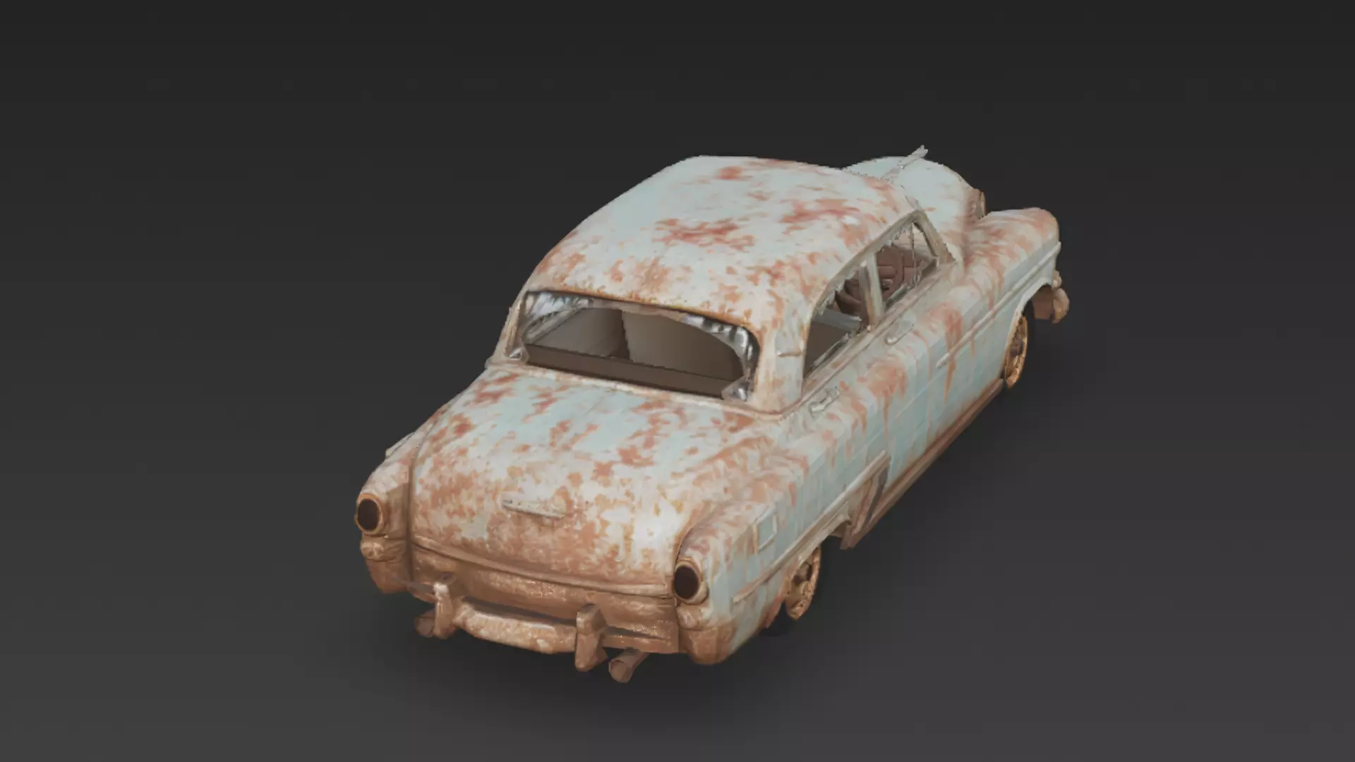 Abandoned Rusty Car 3D Model PBR Low-poly 3D model_3