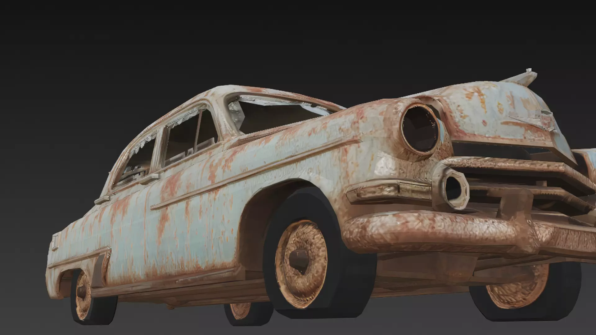 Abandoned Rusty Car 3D Model PBR Low-poly 3D model_6