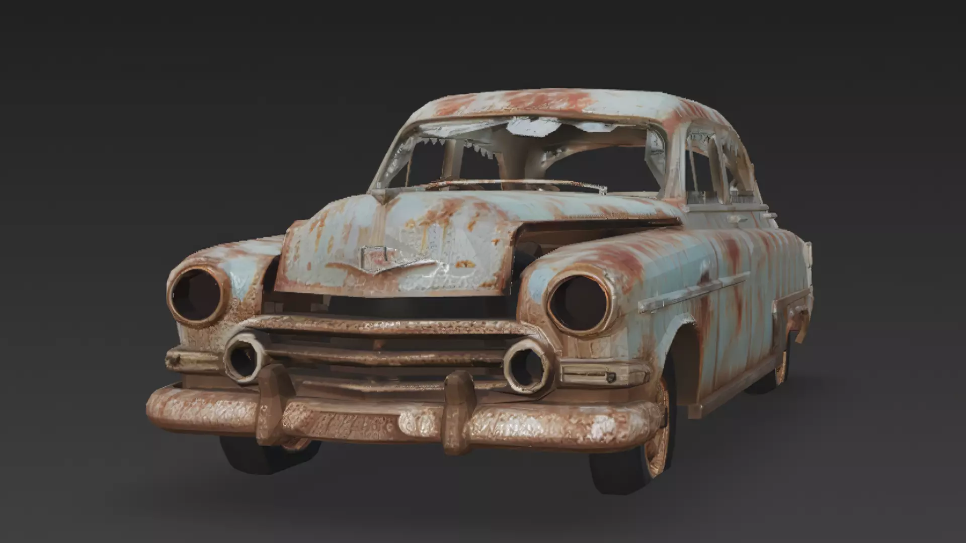 Abandoned Rusty Car 3D Model PBR Low-poly 3D model_5