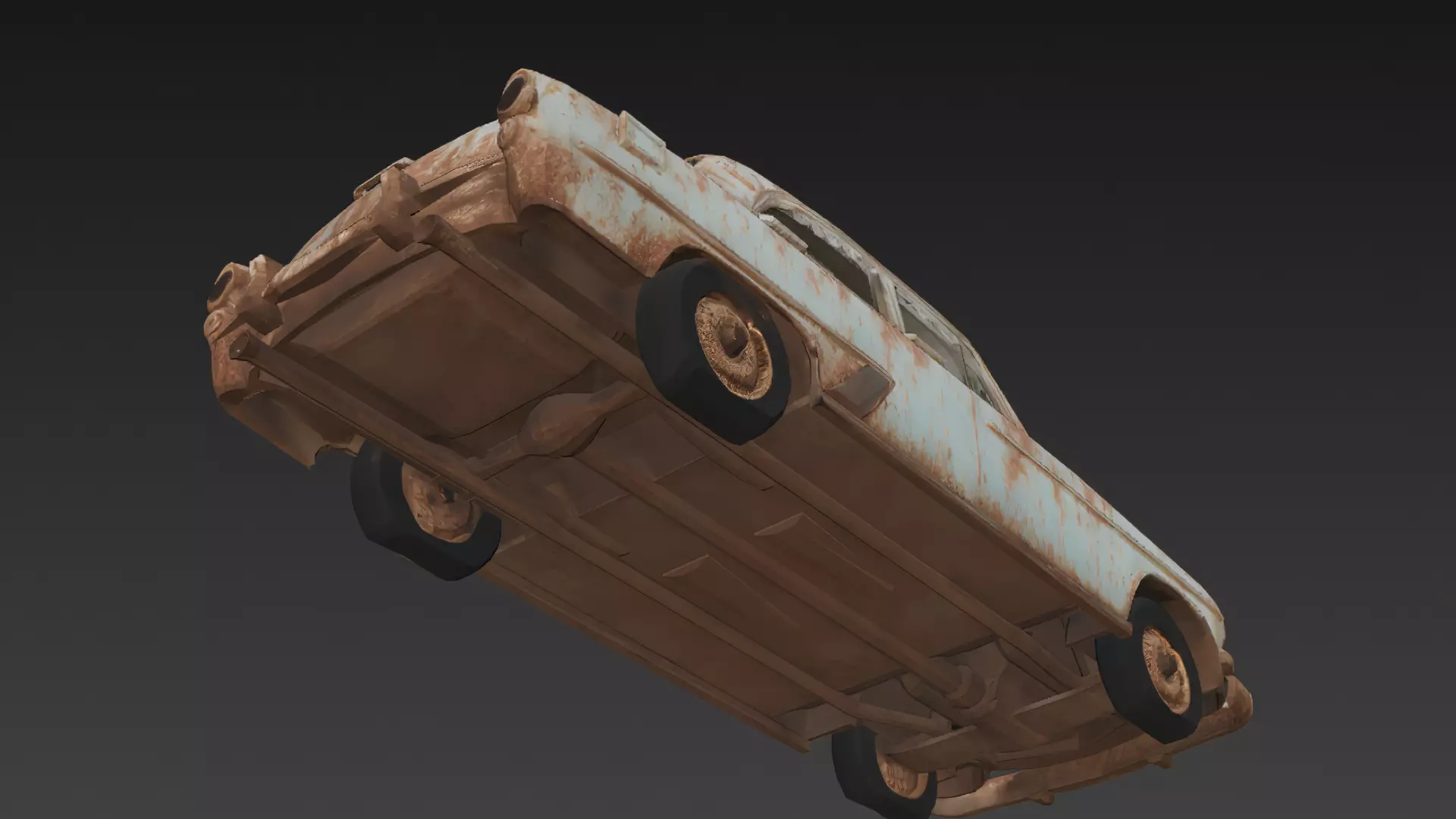 Abandoned Rusty Car 3D Model PBR Low-poly 3D model_7