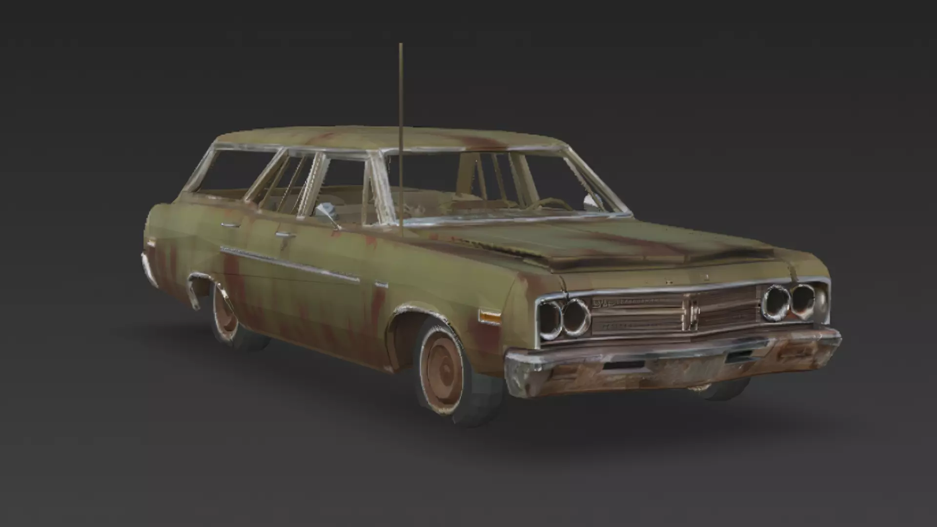 Abandoned Rusty Sedan 3D Model PBR Low-poly 3D model_2