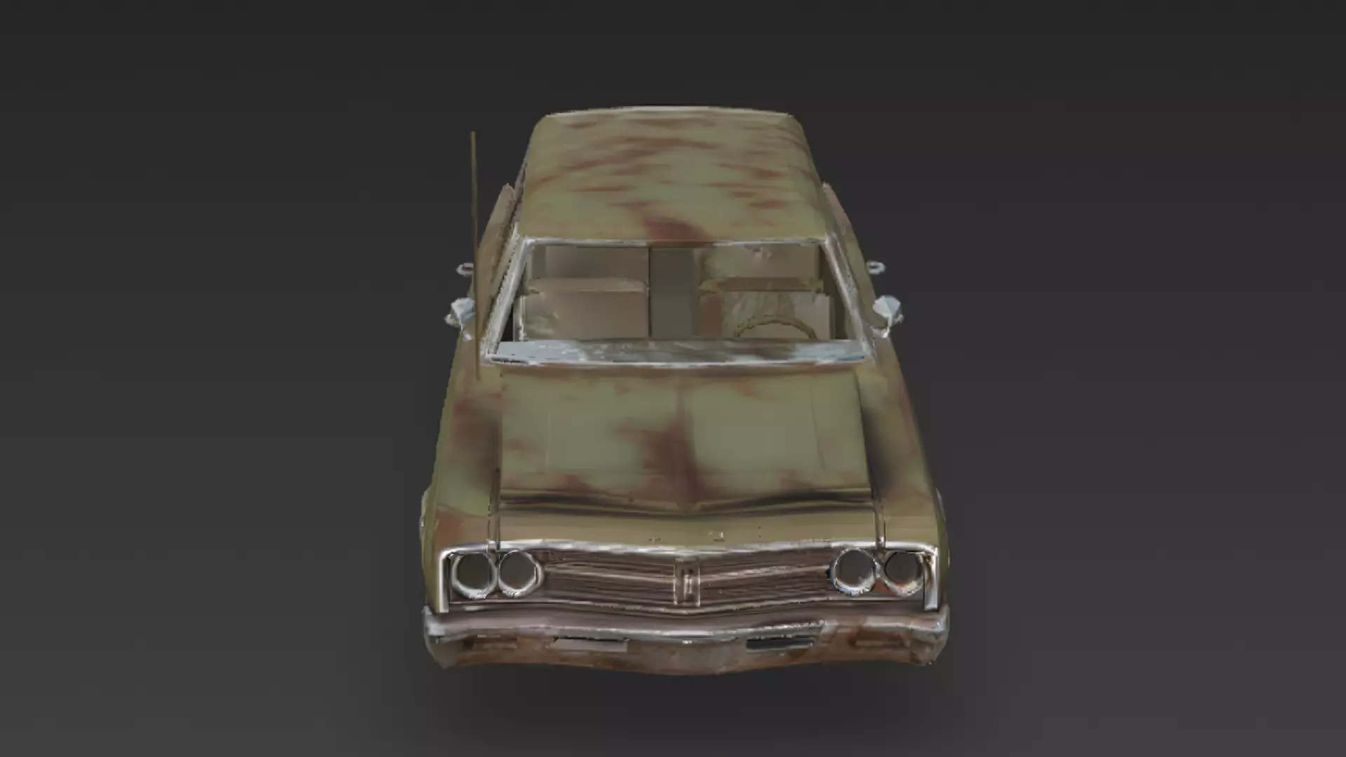 Abandoned Rusty Sedan 3D Model PBR Low-poly 3D model_1