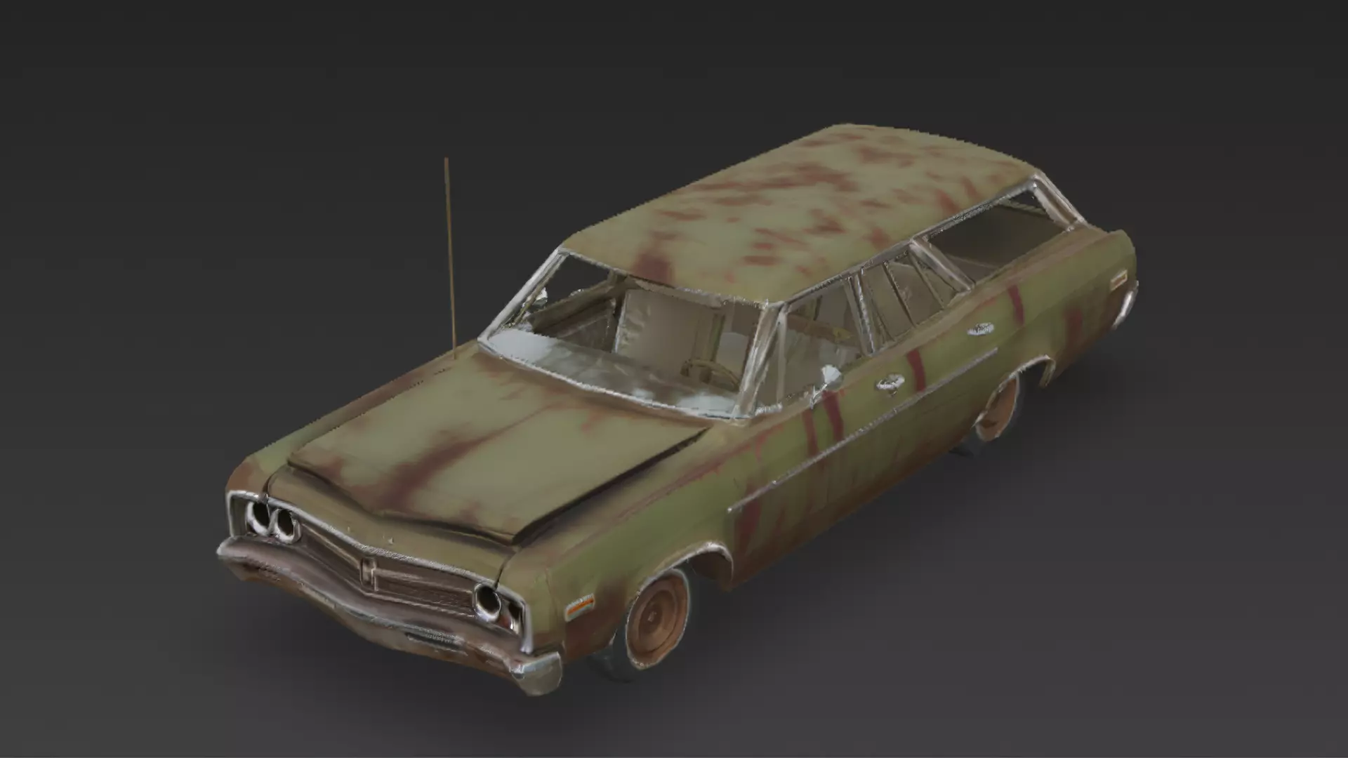 Abandoned Rusty Sedan 3D Model PBR Low-poly 3D model_0