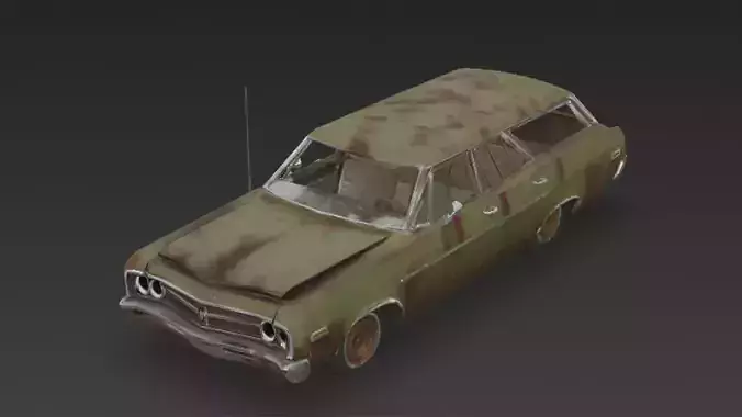 Abandoned Rusty Sedan 3D Model PBR Low-poly 3D model Abandoned Rusty Sedan 3D Model PBR Low-poly 3D model