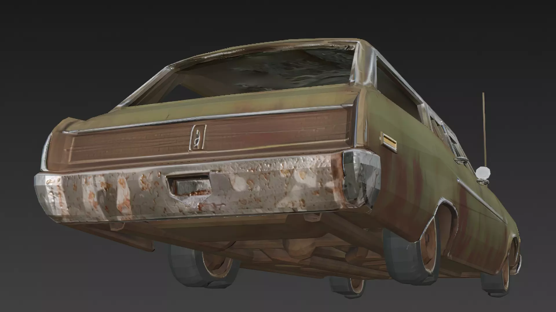 Abandoned Rusty Sedan 3D Model PBR Low-poly 3D model_8