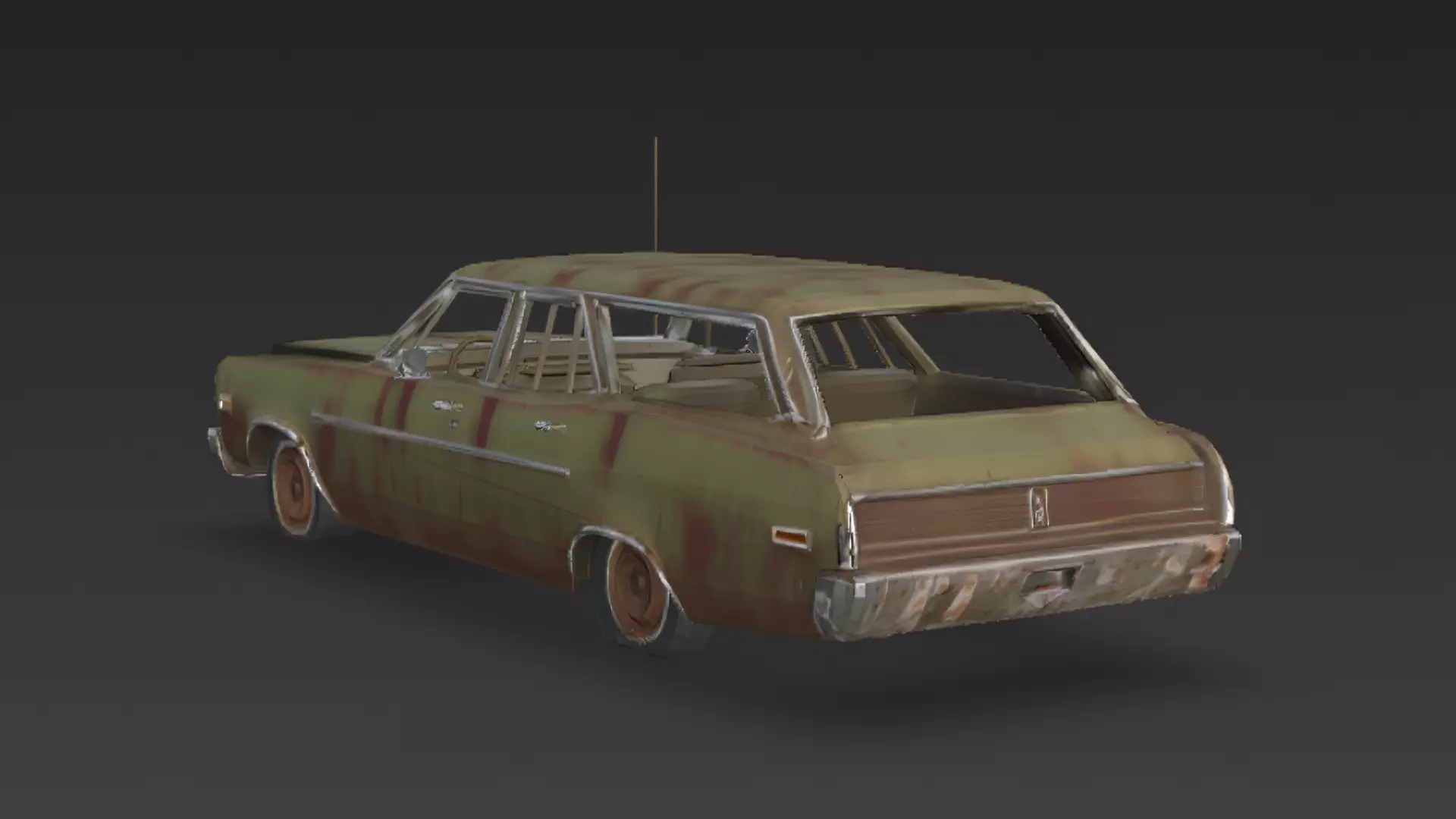 Abandoned Rusty Sedan 3D Model PBR Low-poly 3D model_4