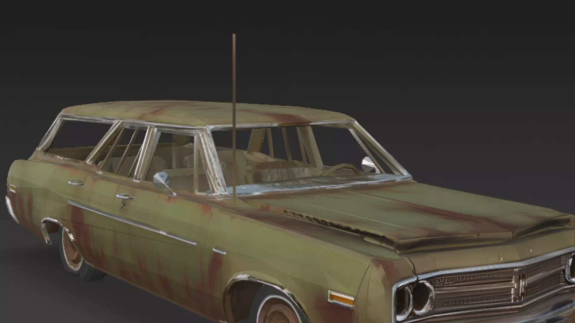 Abandoned Rusty Sedan 3D Model PBR Low-poly 3D model_7