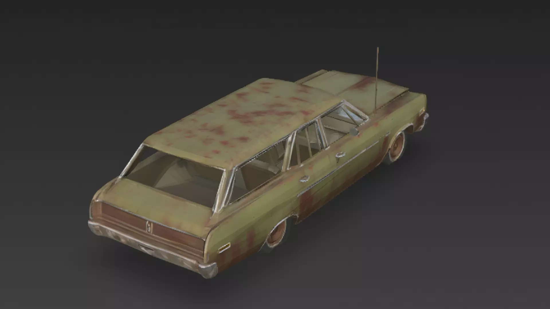Abandoned Rusty Sedan 3D Model PBR Low-poly 3D model_3