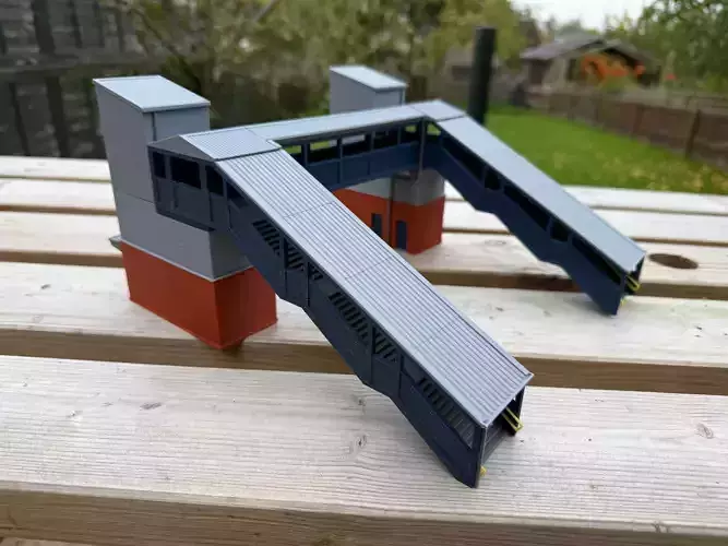 Model Railway Modern Footbridge with Lift 3D print model