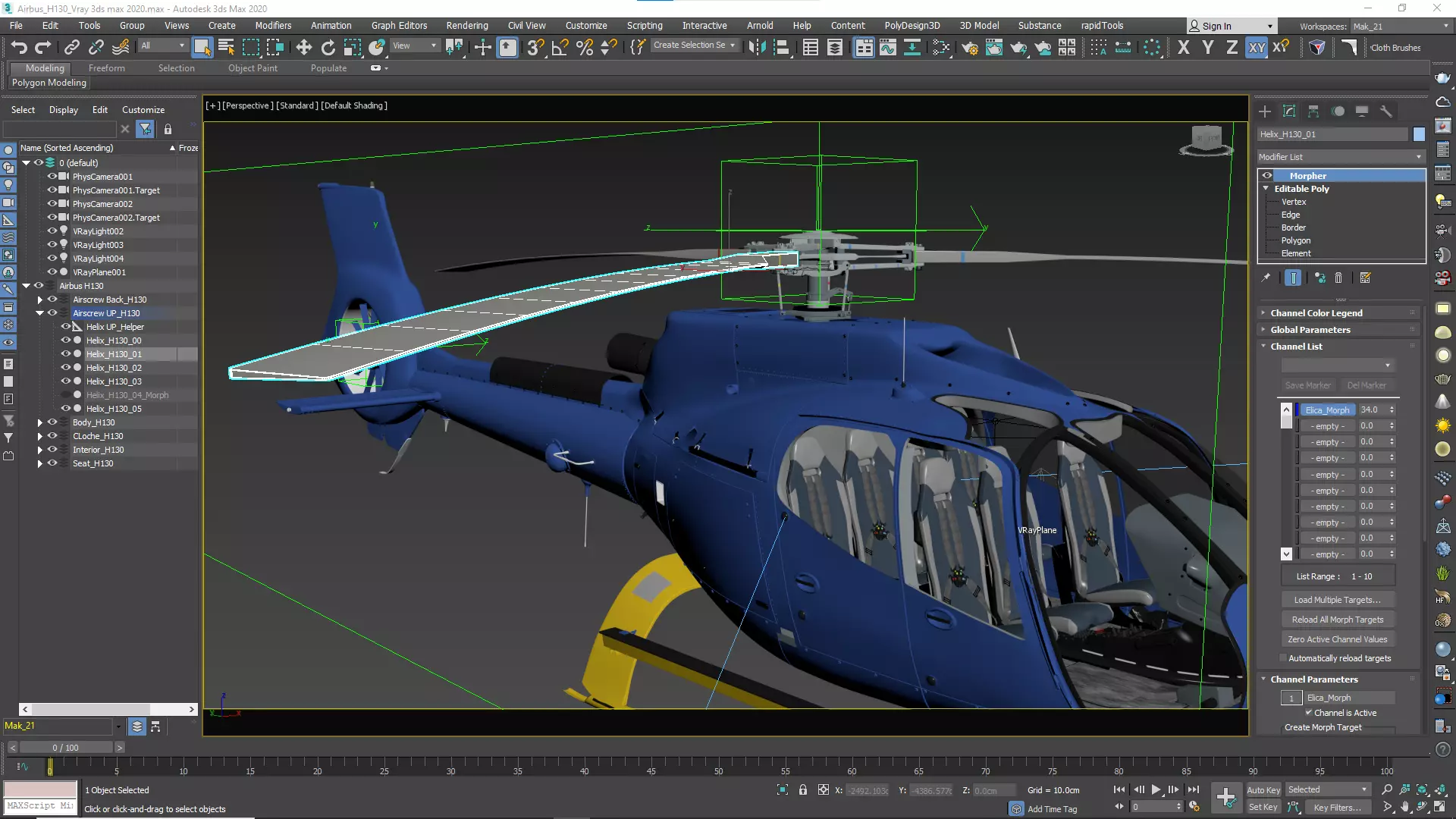 Airbus H130 High Detail 3ds max Vray 3D model_96