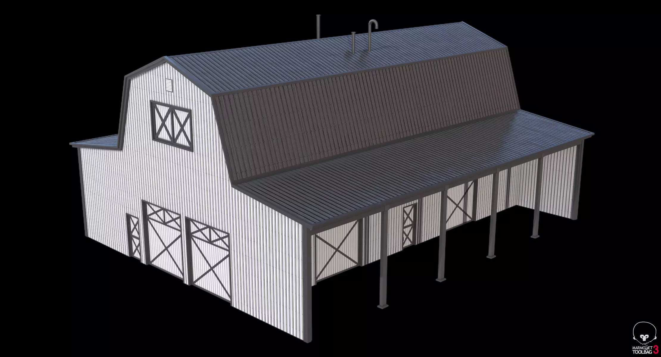 2 Farm Buildings PBR 3D Model Collection_4