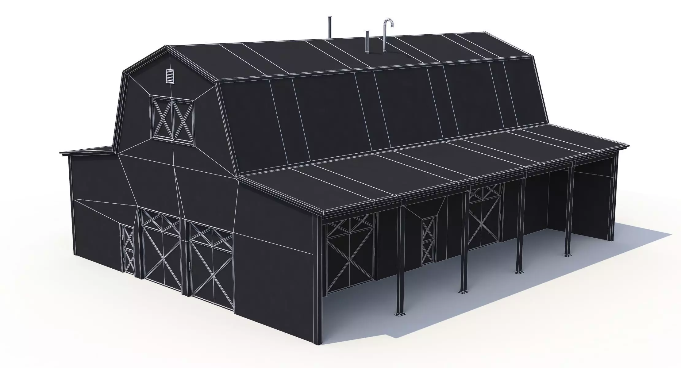 2 Farm Buildings PBR 3D Model Collection_7
