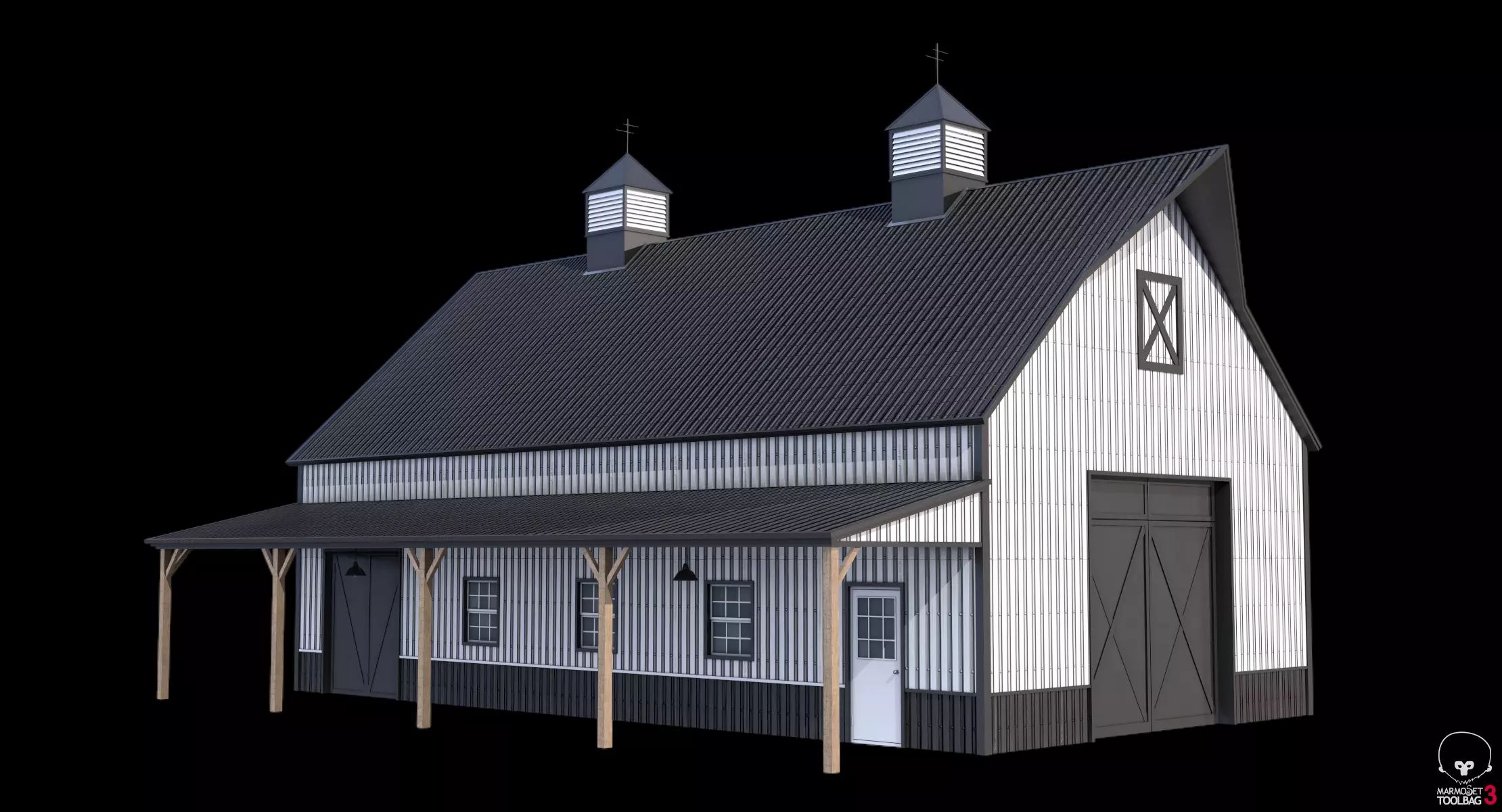 2 Farm Buildings PBR 3D Model Collection_14