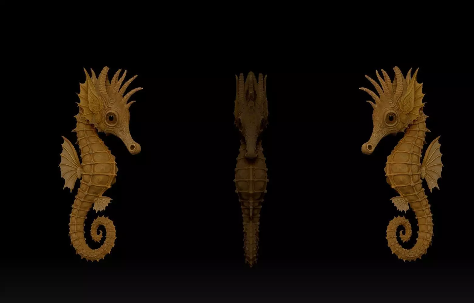 seahorse 3D print model_3