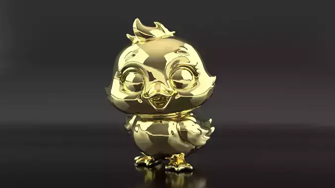 Baby Bird Gold 3D Model