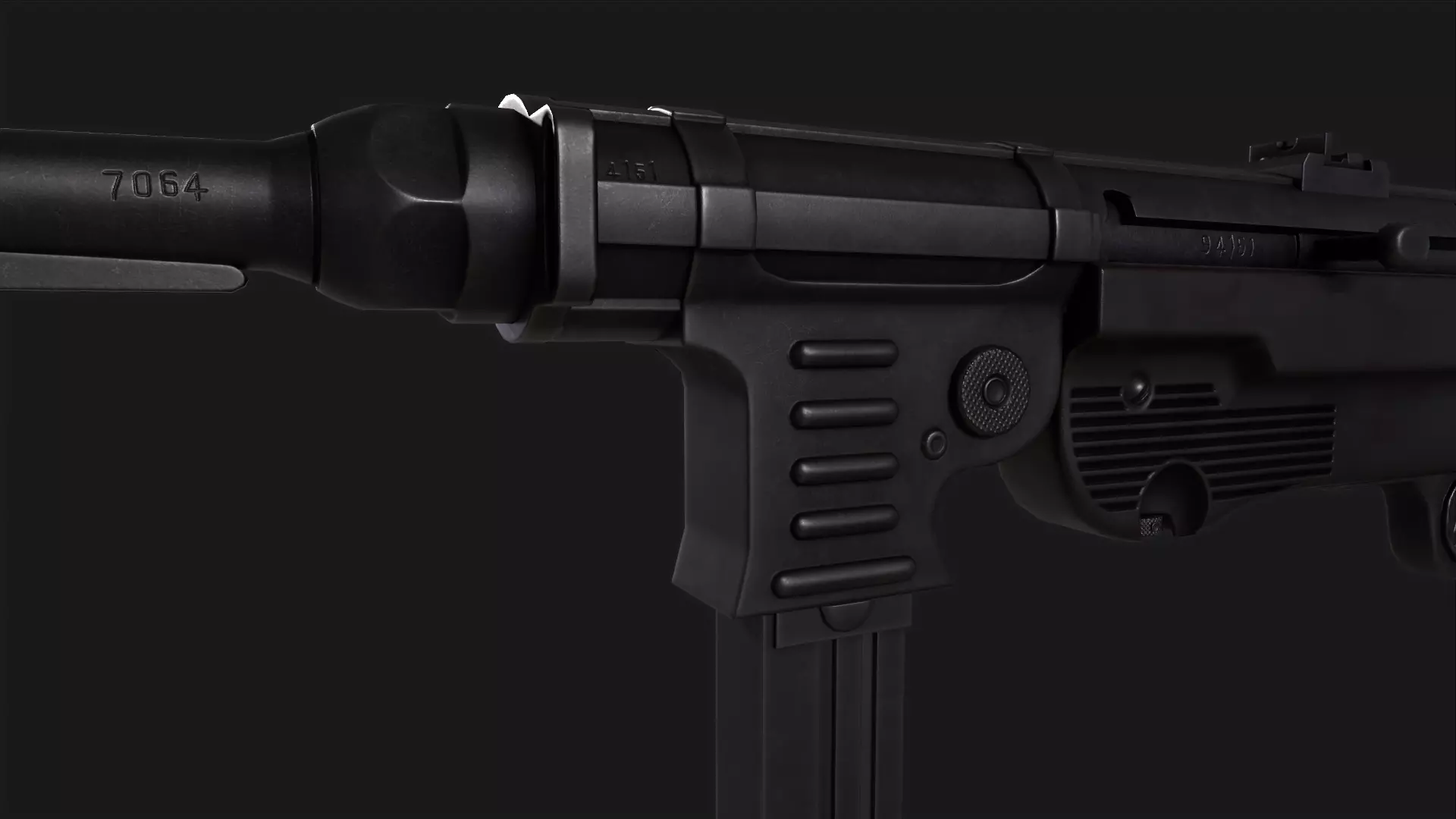 MP40 Submachine Gun Low-poly 3D model_10