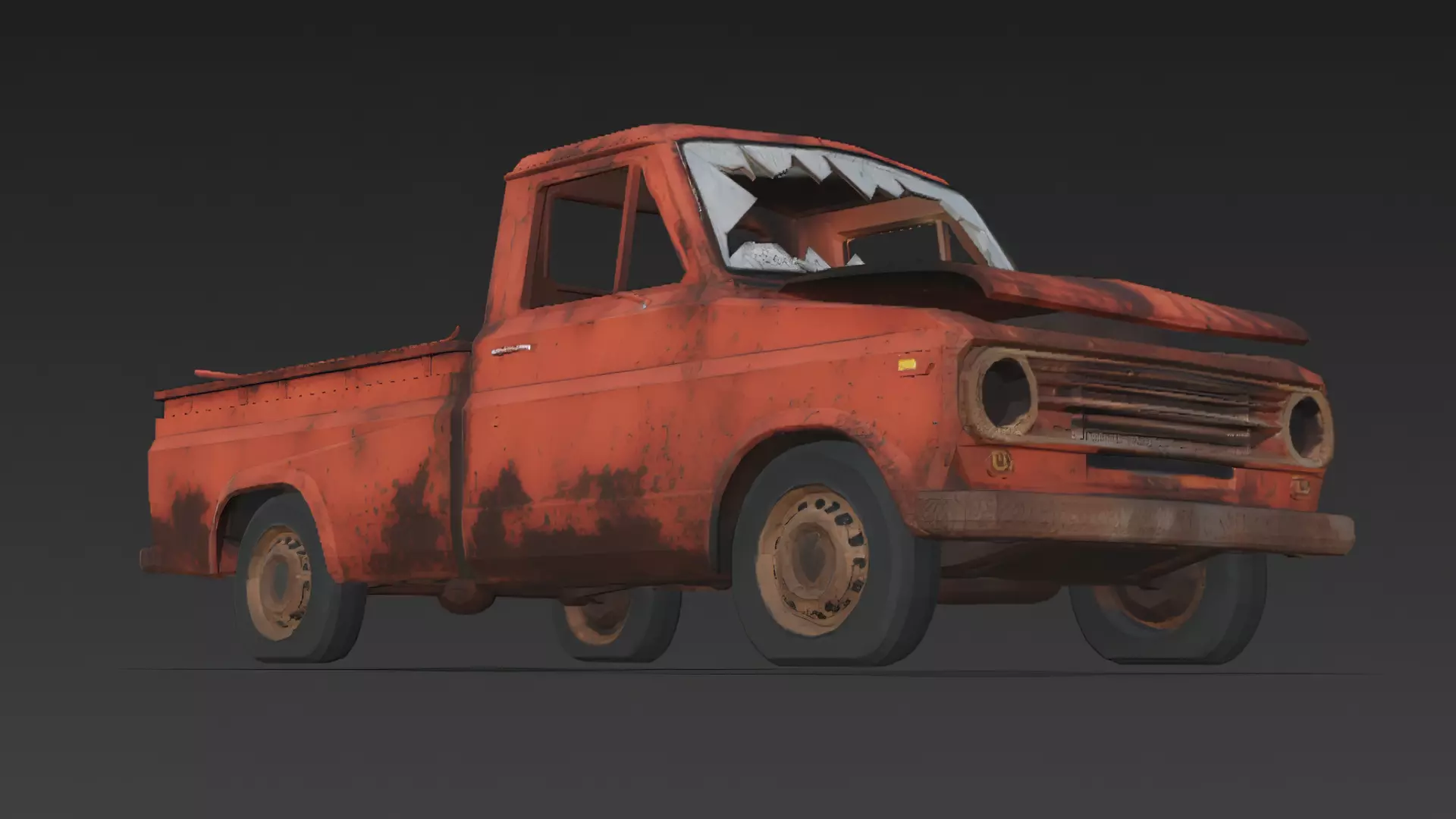 Abandoned Rusty Truck 3D Model PBR Low-poly 3D model_2