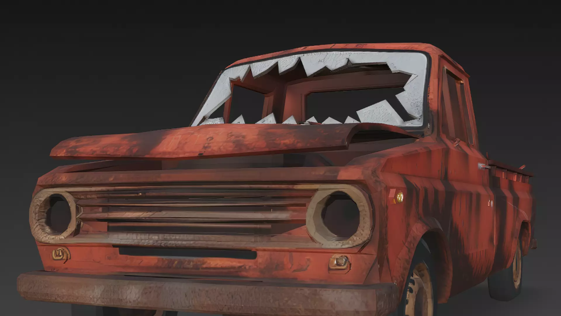 Abandoned Rusty Truck 3D Model PBR Low-poly 3D model_6