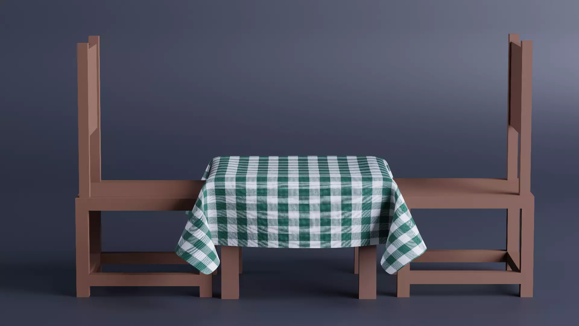 Picnic Table and Chairs plus Textured cloth 3D model_0