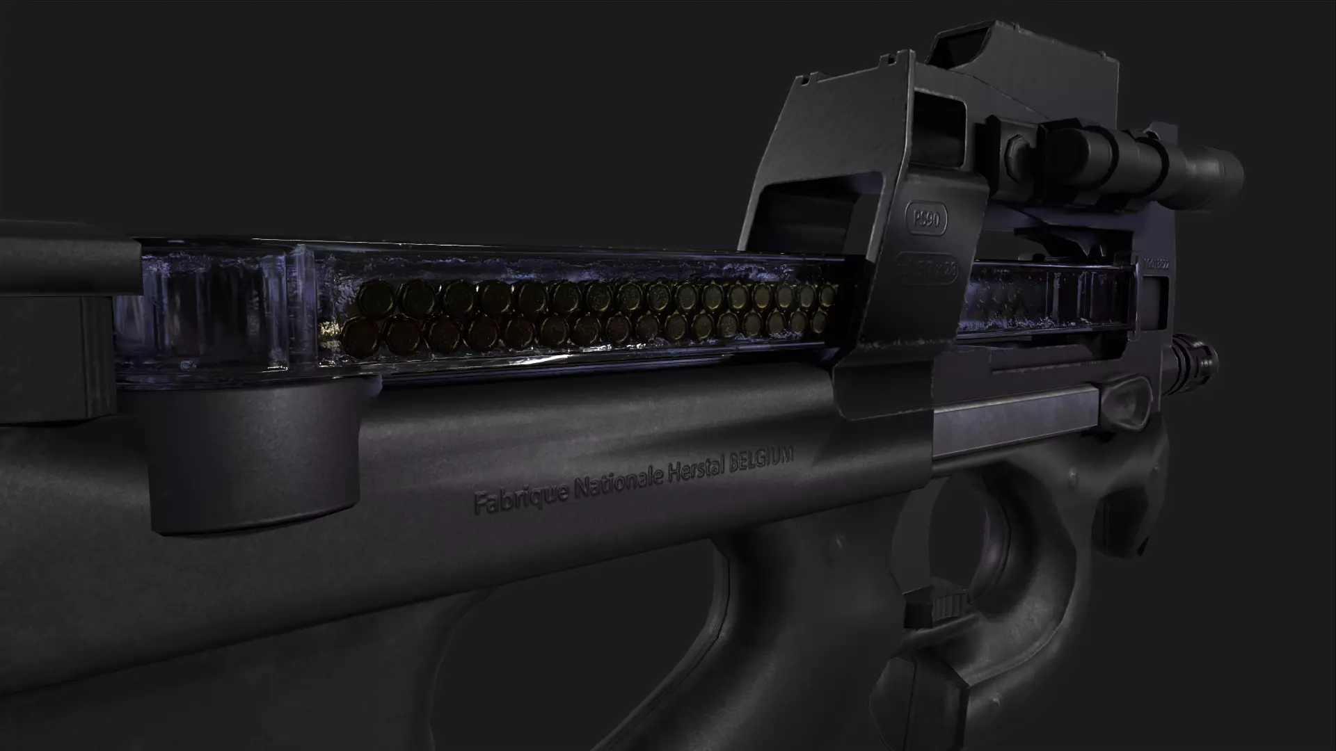 P90 Submachine Gun Low-poly 3D model_9