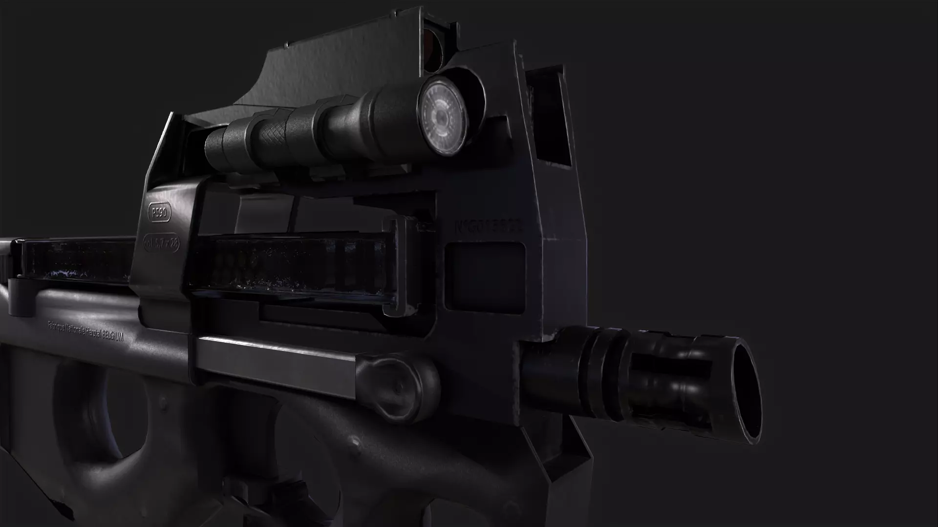 P90 Submachine Gun Low-poly 3D model_6