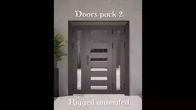Doors Pack 2 Rigged Animated 3D model