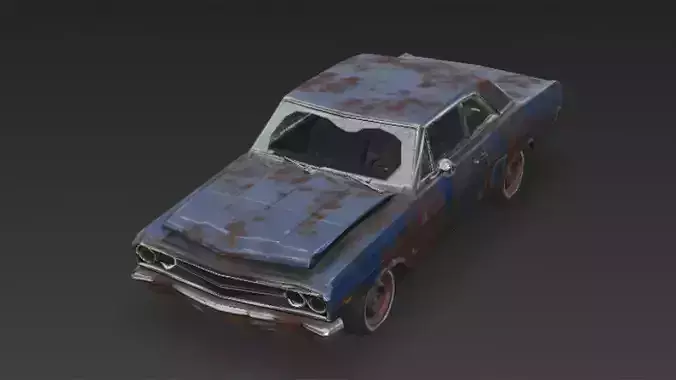 Abandoned Rusty Sedan 3D Model PBR Low-poly 3D model Abandoned Rusty Sedan 3D Model PBR Low-poly 3D model
