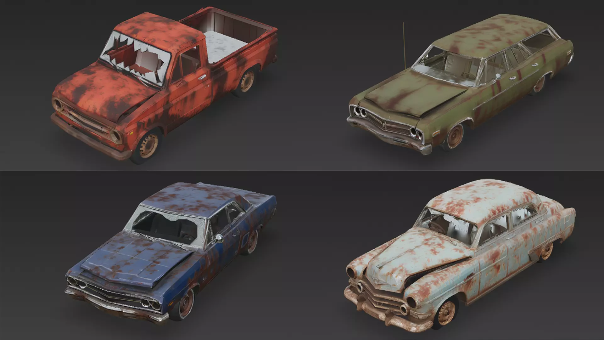Abandoned Rusty Vehicles Pack 3D Models PBR 3D model_0