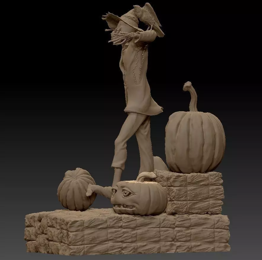 Scarecrow Kicking Pumpkin 3D print model_4