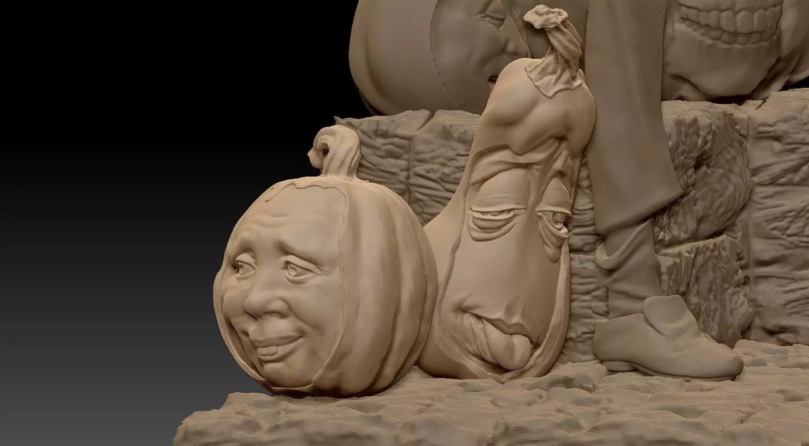 Scarecrow Kicking Pumpkin 3D print model_36