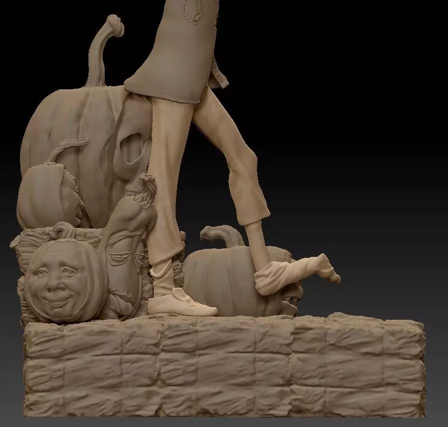Scarecrow Kicking Pumpkin 3D print model_44