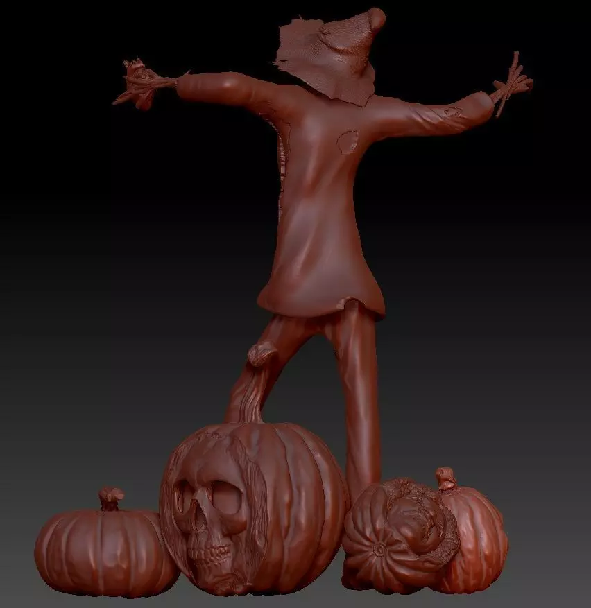 Scarecrow Kicking Pumpkin 3D print model_76