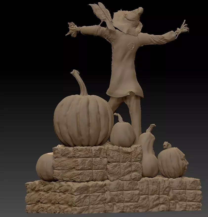 Scarecrow Kicking Pumpkin 3D print model_7