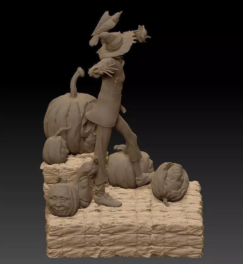 Scarecrow Kicking Pumpkin 3D print model_21