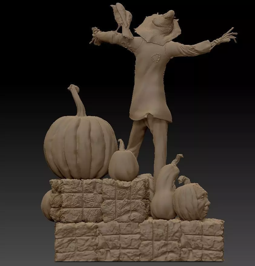 Scarecrow Kicking Pumpkin 3D print model_8