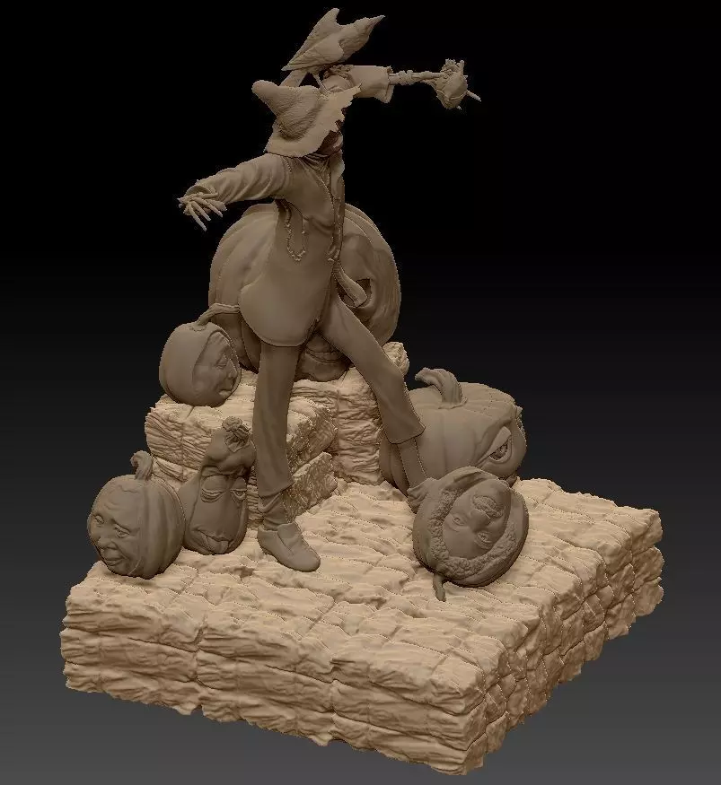 Scarecrow Kicking Pumpkin 3D print model_22