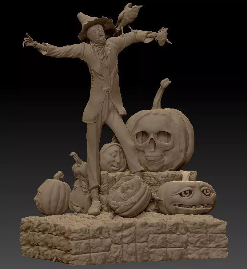 Scarecrow Kicking Pumpkin 3D print model_13