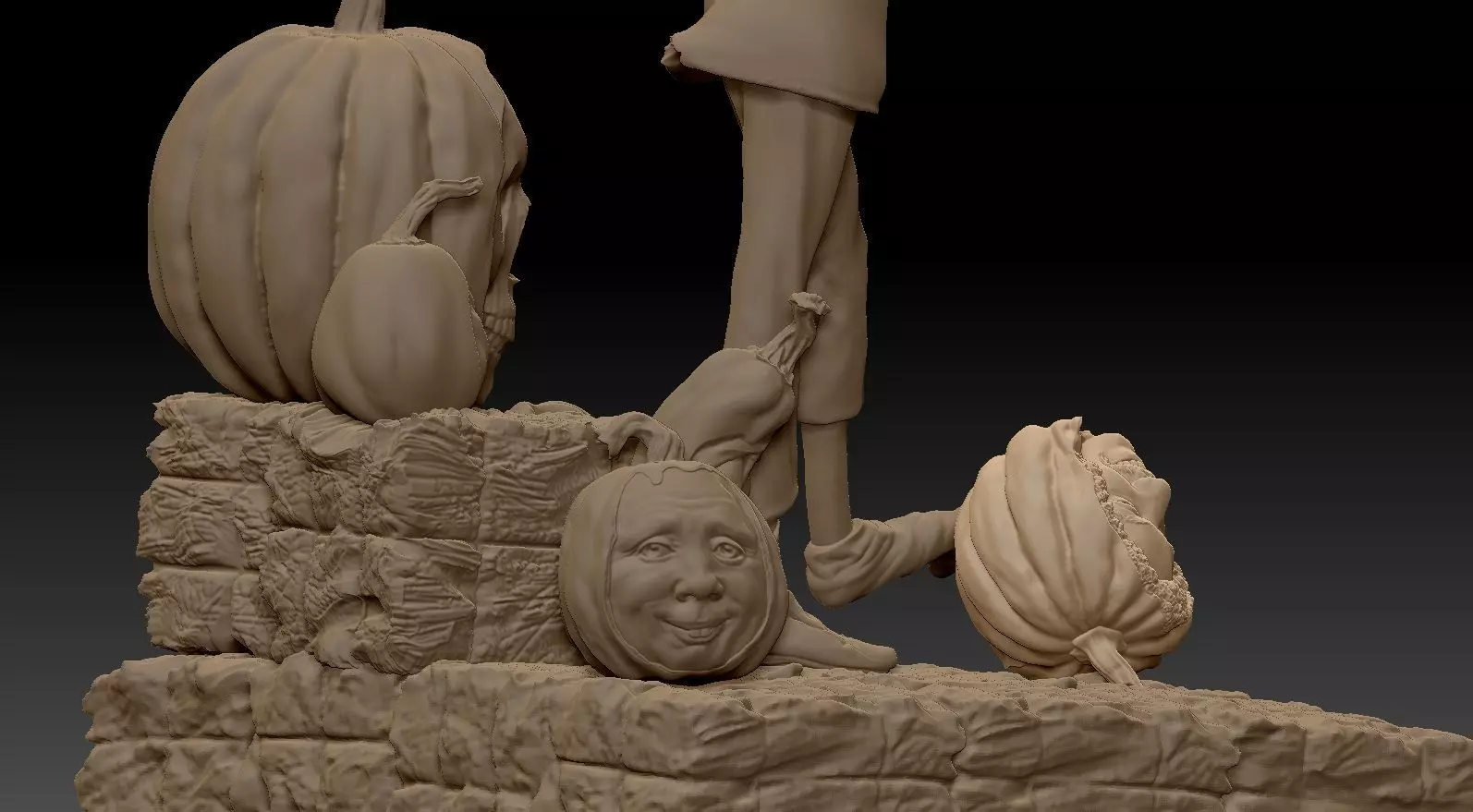 Scarecrow Kicking Pumpkin 3D print model_35