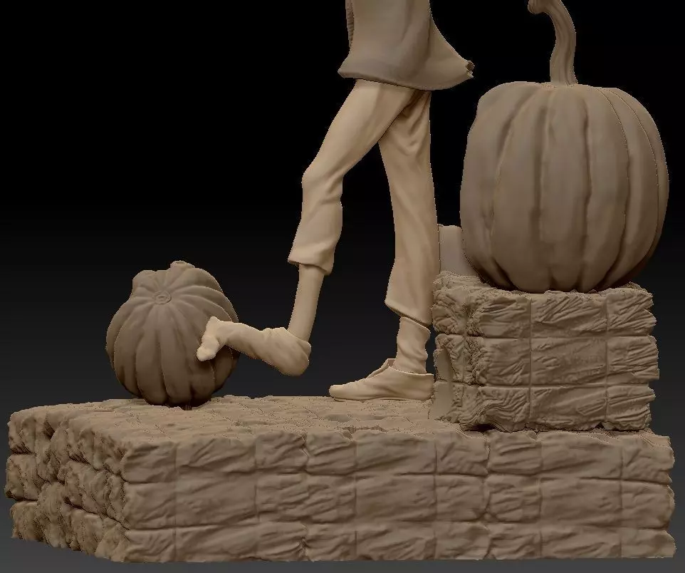 Scarecrow Kicking Pumpkin 3D print model_46