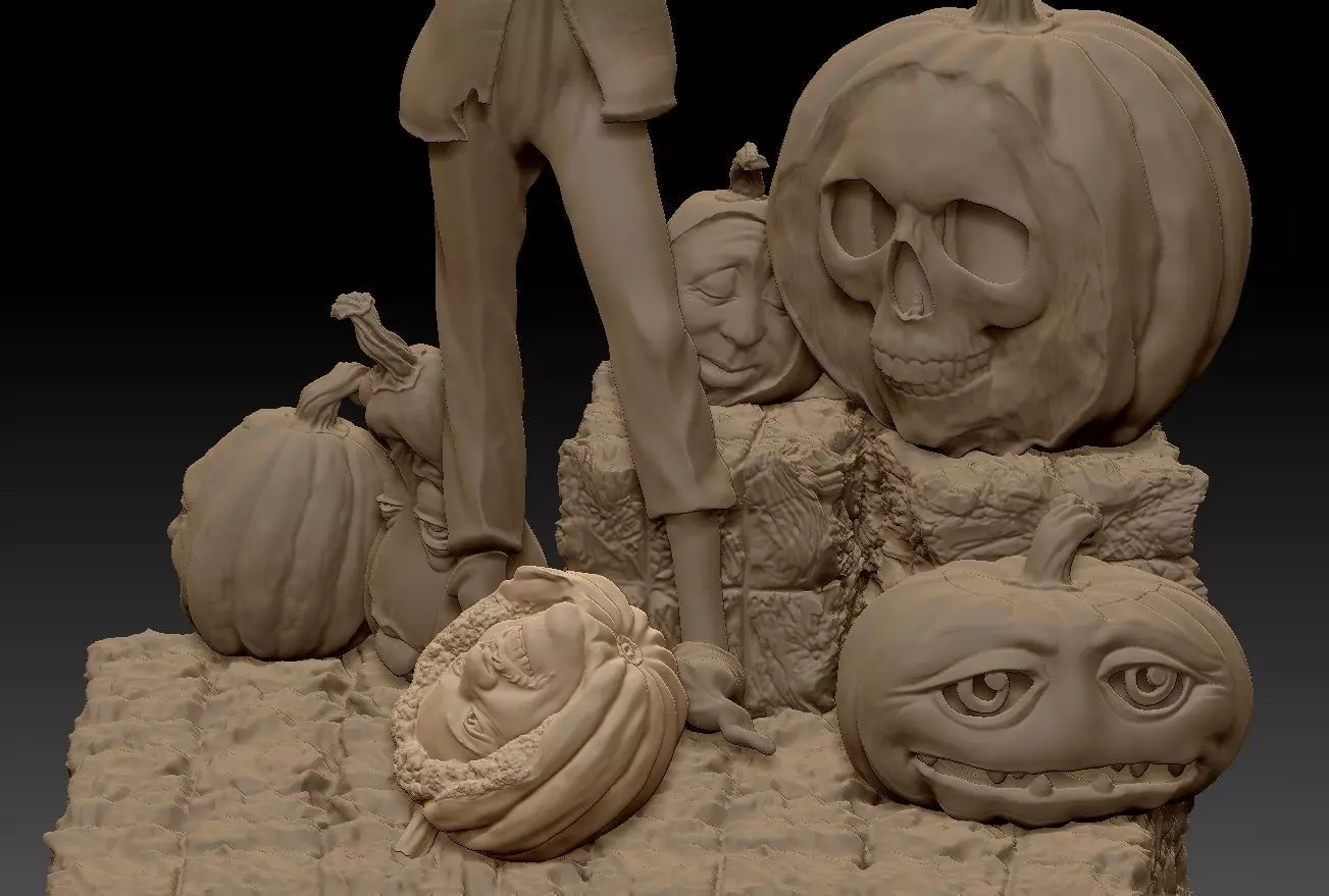 Scarecrow Kicking Pumpkin 3D print model_30