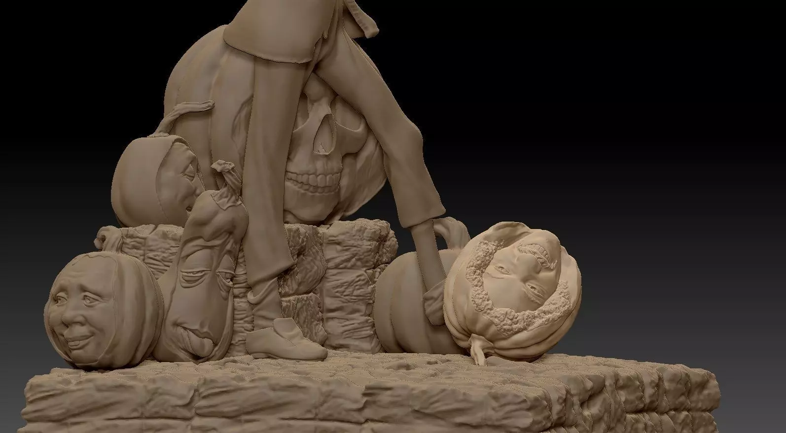 Scarecrow Kicking Pumpkin 3D print model_33