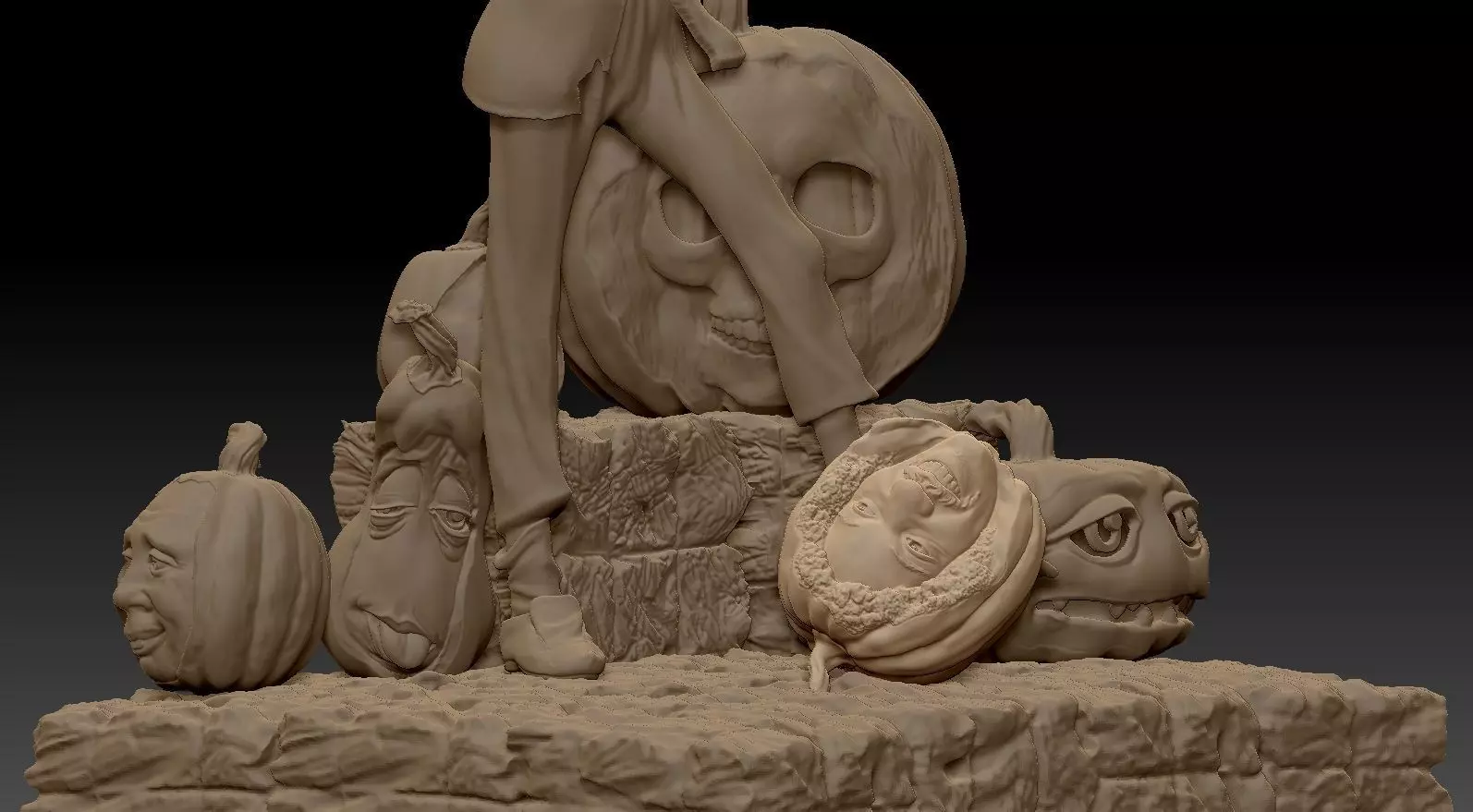 Scarecrow Kicking Pumpkin 3D print model_32