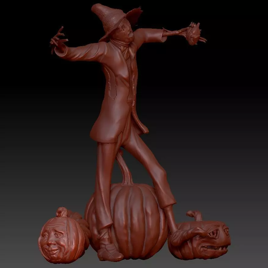 Scarecrow Kicking Pumpkin 3D print model_78