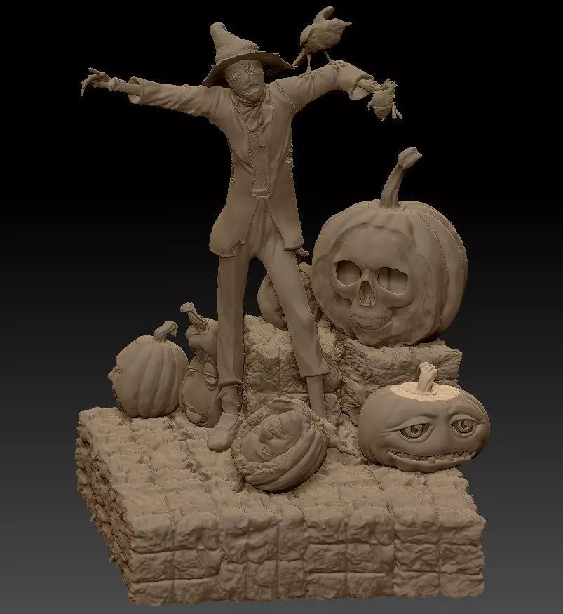 Scarecrow Kicking Pumpkin 3D print model_14