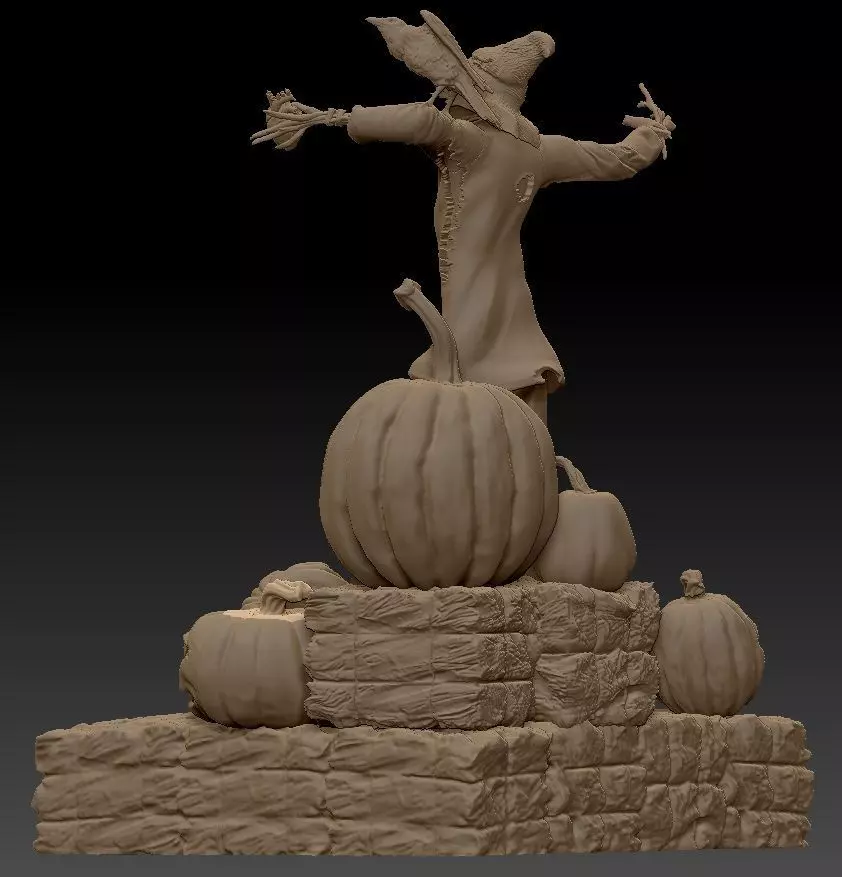 Scarecrow Kicking Pumpkin 3D print model_6