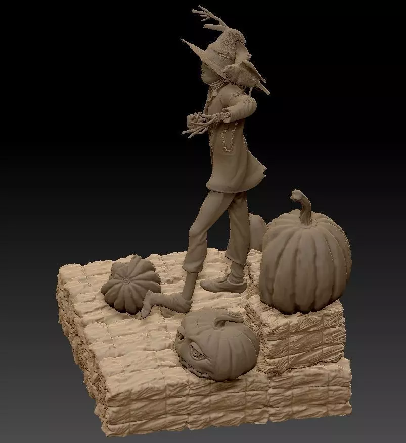 Scarecrow Kicking Pumpkin 3D print model_16